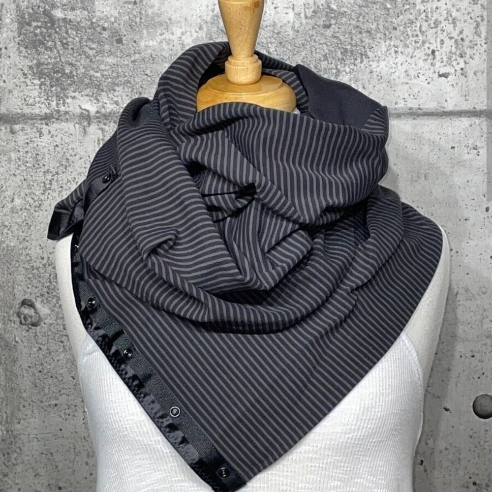Lululemon Athletica Black and Gray Striped Scarf